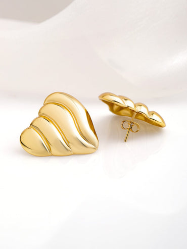 Rubans Voguish 18K Gold Plated Stainless Steel Tarnish-Free Waterproof Demi Fine Heart Stud Earrings Earrings