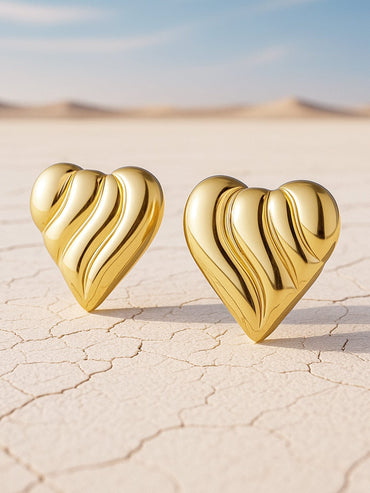 Rubans Voguish 18K Gold Plated Stainless Steel Tarnish-Free Waterproof Demi Fine Heart Stud Earrings Earrings