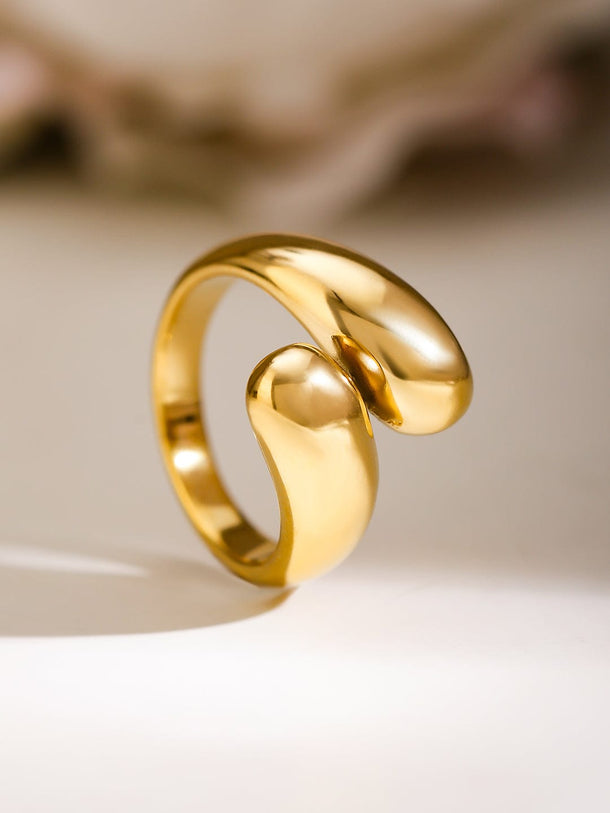 Rubans Voguish 18K Gold-Plated Stainless Steel Tarnish-Free Waterproof Demi-Fine Ring Rings
