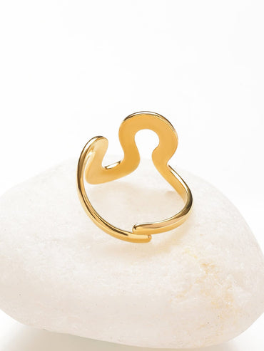 Rubans Voguish 18K Gold-Plated Stainless Steel Tarnish-Free Waterproof Fluid Wave Wrap Adjustable Ring Rings