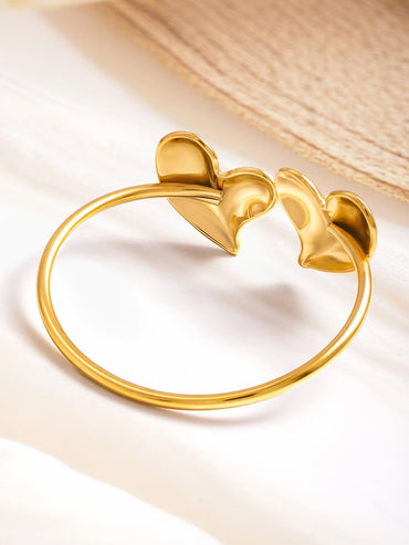 Rubans Voguish 18K Gold Plated Stainless Steel Tarnish-Free Waterproof Heart Cuff Bracelet Wristwear