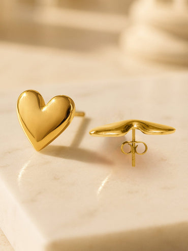 Rubans Voguish 18K Gold-Plated Stainless Steel Tarnish-Free Waterproof Heart Stud Earrings Earrings