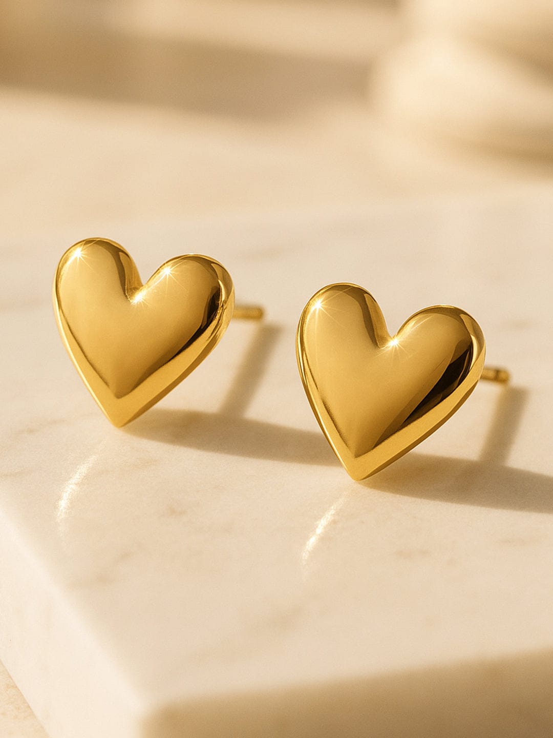 Rubans Voguish 18K Gold-Plated Stainless Steel Tarnish-Free Waterproof Heart Stud Earrings Earrings
