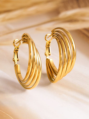 Rubans Voguish 18K Gold Plated Stainless Steel Tarnish-Free Waterproof Hoop Earrings Earrings
