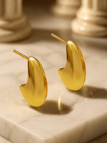 Rubans Voguish 18K Gold-Plated Stainless Steel Tarnish-Free Waterproof Sculpted Stud Earrings Earrings