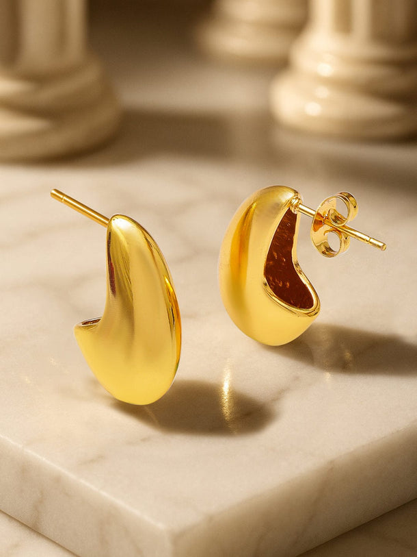 Rubans Voguish 18K Gold-Plated Stainless Steel Tarnish-Free Waterproof Sculpted Stud Earrings Earrings