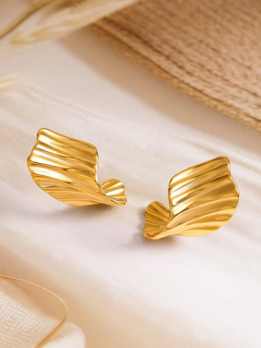 Rubans Voguish 18K Gold Plated Stainless Steel Tarnish-Free Waterproof Sculptural Hoop Earrings Earrings