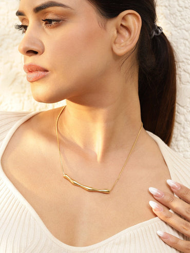 Rubans Voguish 18K Gold Plated Stainless Steel Tarnish-Free Waterproof Sculptural Pendant Necklace Necklaces, Chains & necklace