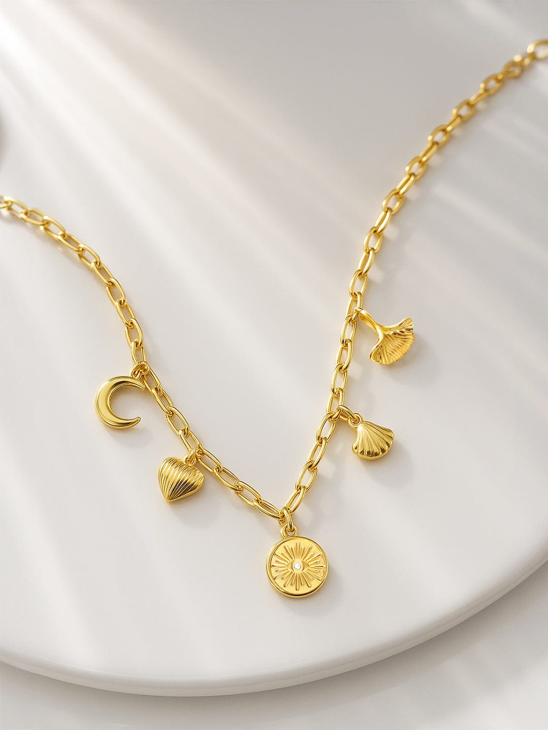 Rubans Voguish 18K Gold-Plated Stainless Steel Tarnish-Free Waterproof Shell Charm Necklace Chain Necklace & Chains