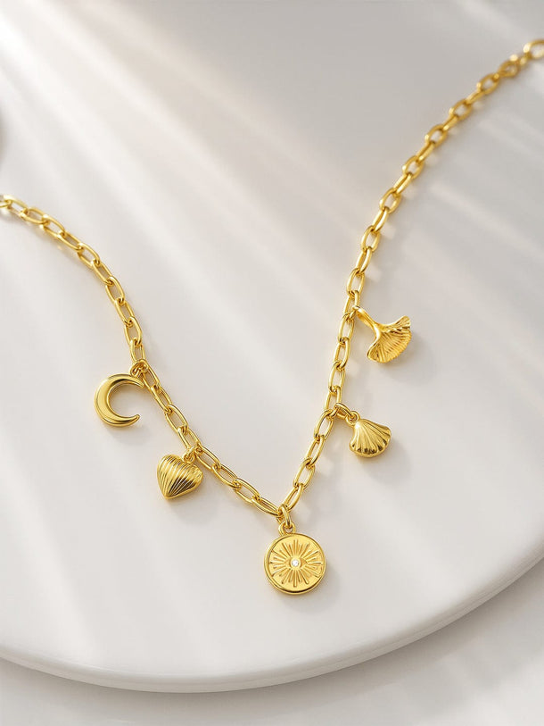 Rubans Voguish 18K Gold-Plated Stainless Steel Tarnish-Free Waterproof Shell Charm Necklace Chain Necklace & Chains