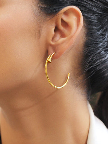 Rubans Voguish 18K Gold-Plated Stainless Steel Tarnish-Free Waterproof Sleek Open Hoop Earrings Earrings