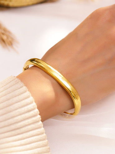 Rubans Voguish 18K Gold Plated Stainless Steel Tarnish-Free Waterproof Sleek Solid Bracelet Wristwear