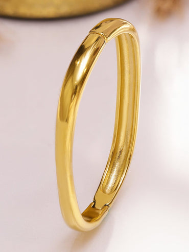 Rubans Voguish 18K Gold Plated Stainless Steel Tarnish-Free Waterproof Sleek Solid Bracelet Wristwear