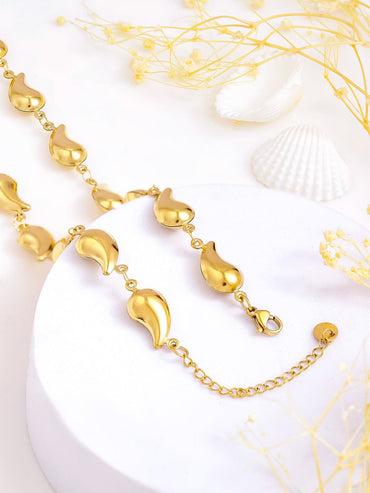 Rubans Voguish 18K Gold Plated Stainless Steel Tarnish-Free Waterproof Tear Drop Motif Statement Necklace Necklace & Chains