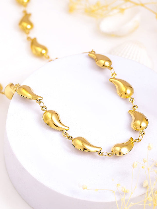 Rubans Voguish 18K Gold Plated Stainless Steel Tarnish-Free Waterproof Tear Drop Motif Statement Necklace Necklace & Chains