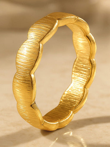 Rubans Voguish  18K Gold Plated Stainless Steel Tarnish Free Waterproof Wavy Textured Bracelet Bracelet