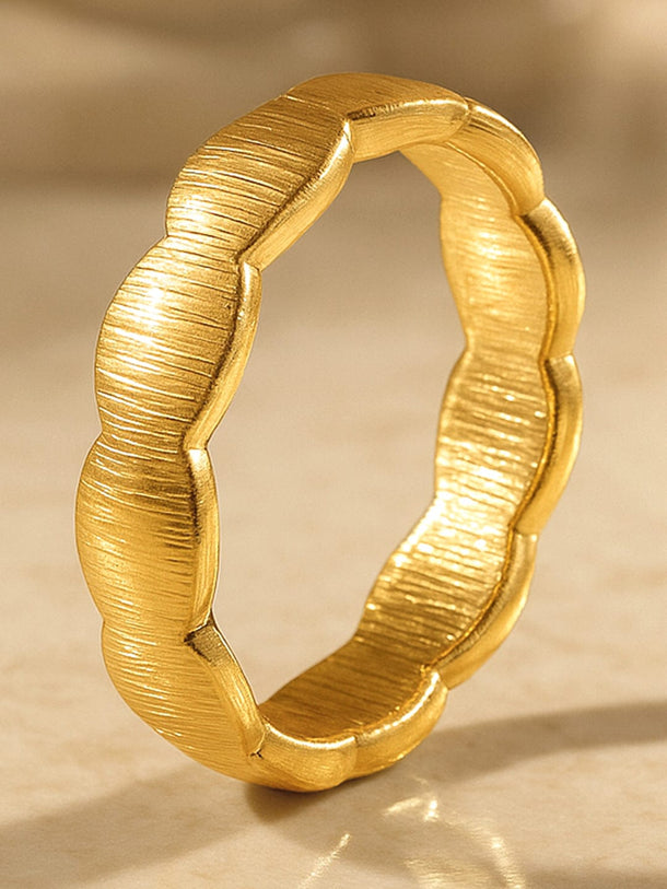 Rubans Voguish  18K Gold Plated Stainless Steel Tarnish Free Waterproof Wavy Textured Bracelet Bracelet