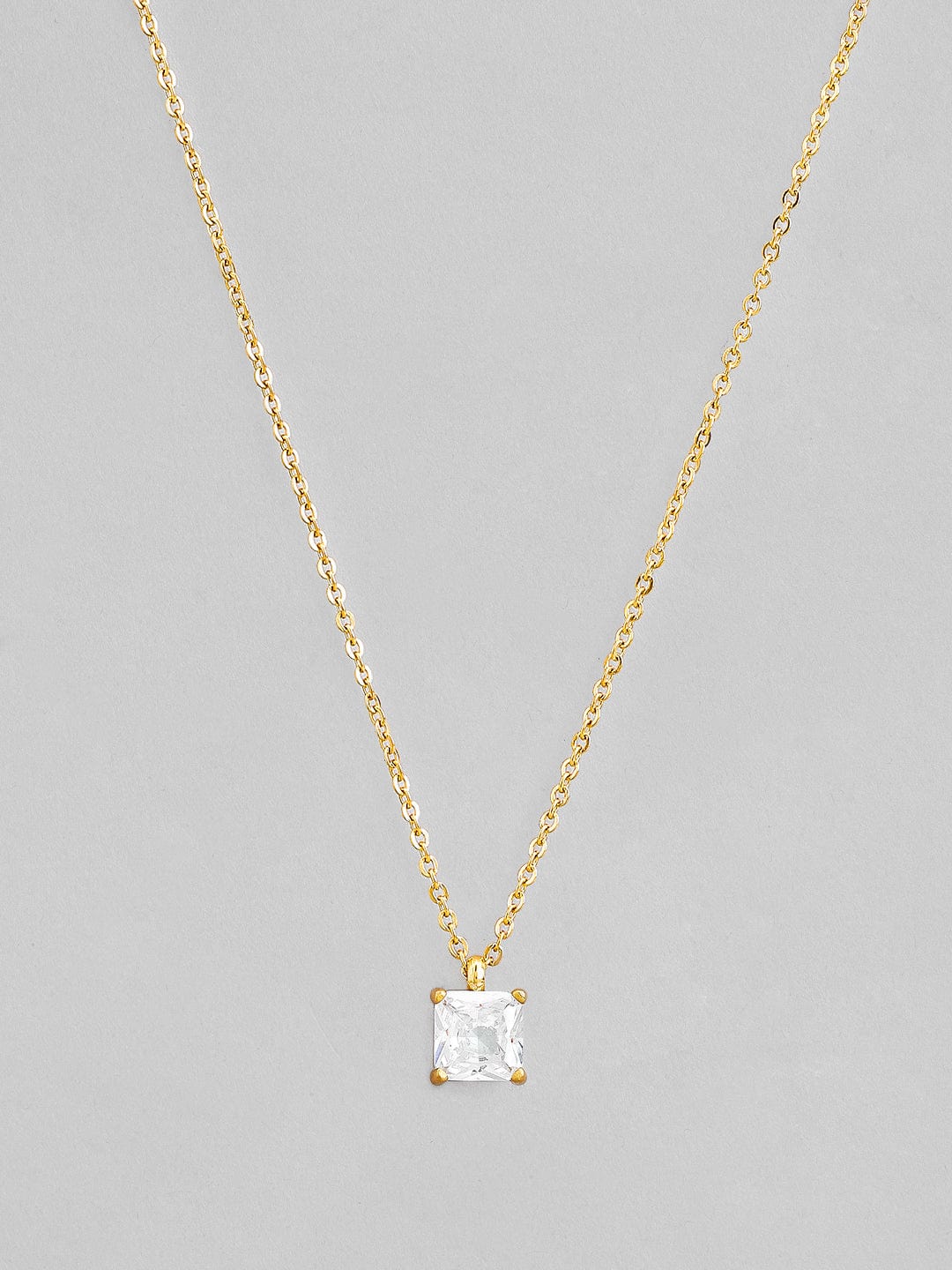 Rubans Voguish 18K Gold Plated Stainless Steel Waterproof Chain With Solitaire Stone Pendant. Chain & Necklaces