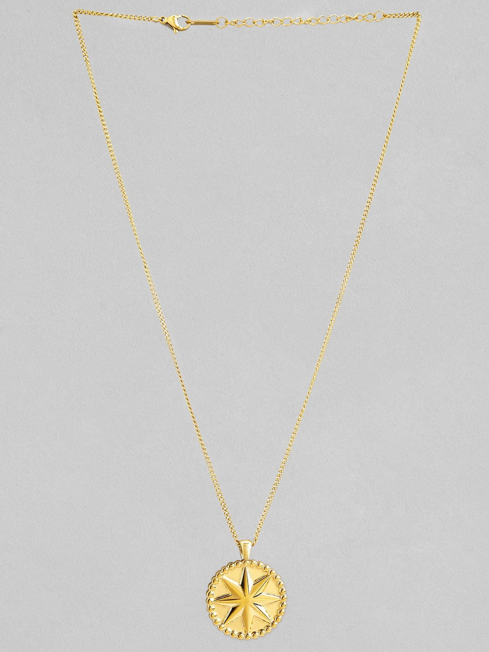 Rubans Voguish 18K Gold Plated Stainless Steel Waterproof Chain With Star Embossed Pendant. Chain & Necklaces