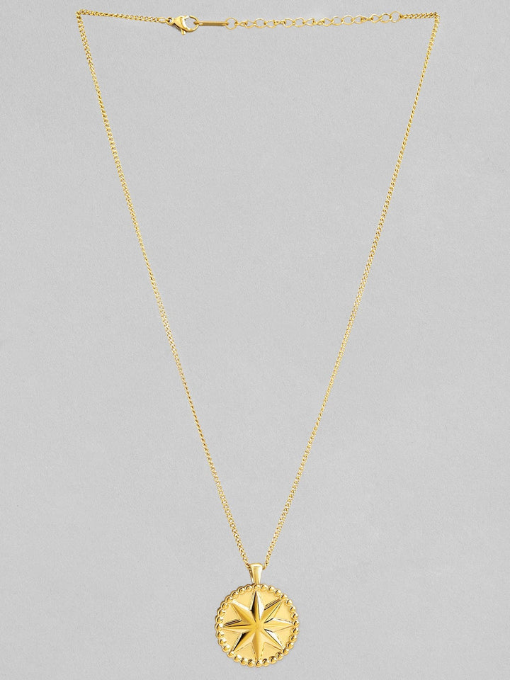 Rubans Voguish 18K Gold Plated Stainless Steel Waterproof Chain With Star Embossed Pendant. Chain & Necklaces