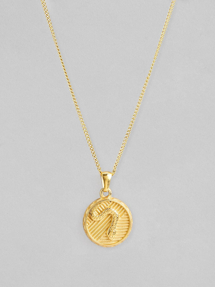 Rubans Voguish 18K Gold Plated Stainless Steel Waterproof Chin With Circle Embossed Pendant. Chain & Necklaces