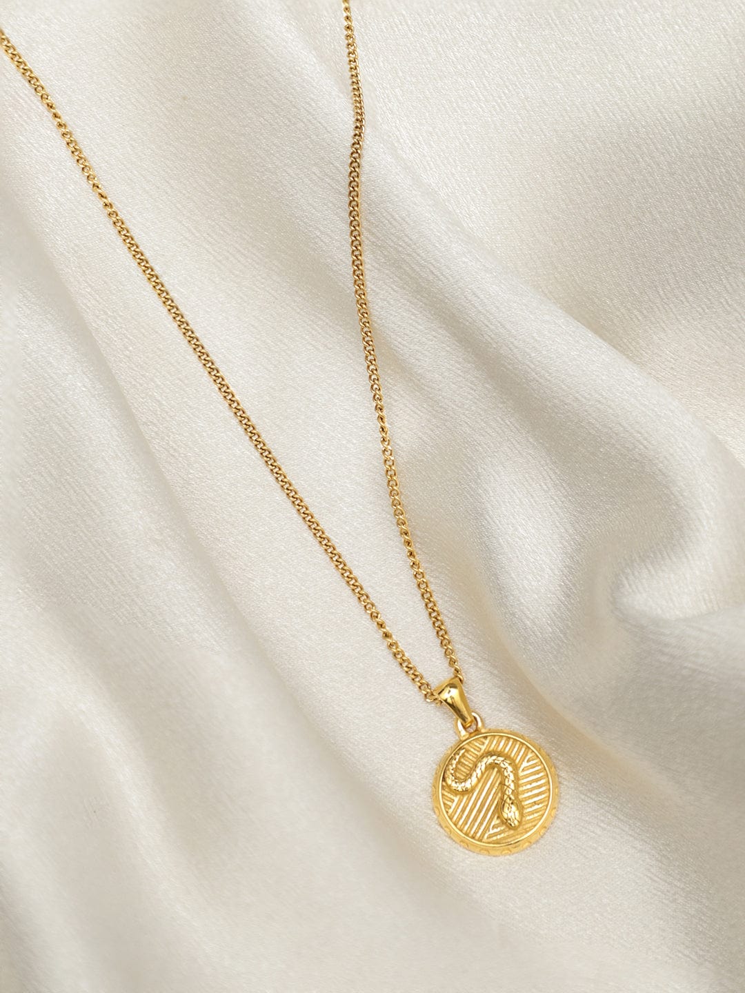 Rubans Voguish 18K Gold Plated Stainless Steel Waterproof Chin With Circle Embossed Pendant. Necklaces, Chains & necklace