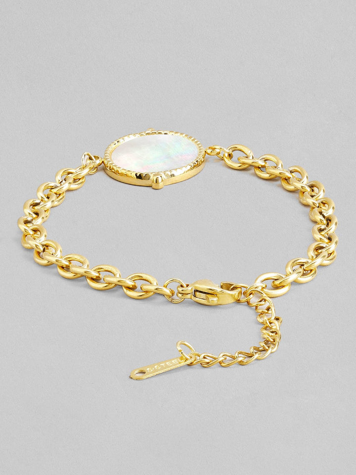 Rubans Voguish 18K Gold Plated Stainless Steel Waterproof Link Chain Bracelet With Shell Studded Charm. Bangles & Bracelets