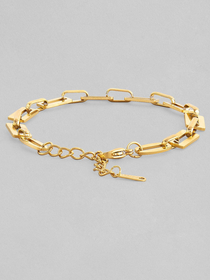 Rubans Voguish 18K Gold Plated Stainless Steel Waterproof Paperclip Chain Style Bracelet. Bracelets