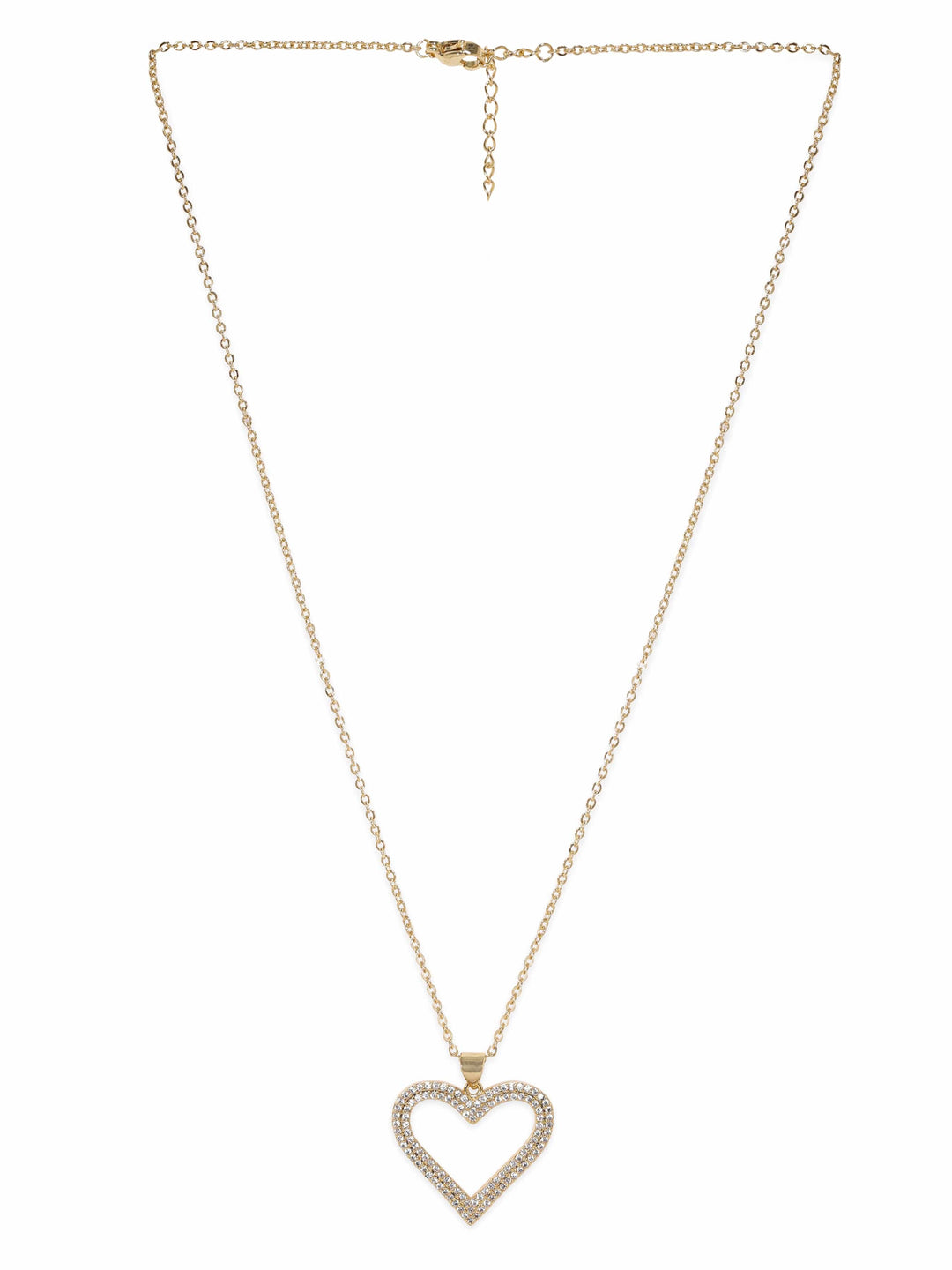 Rubans Voguish 18K Gold plated stainless steel waterproof tarnish free heart motif zirconia studded pendant sleek necklace  Necklaces, Chains & necklace