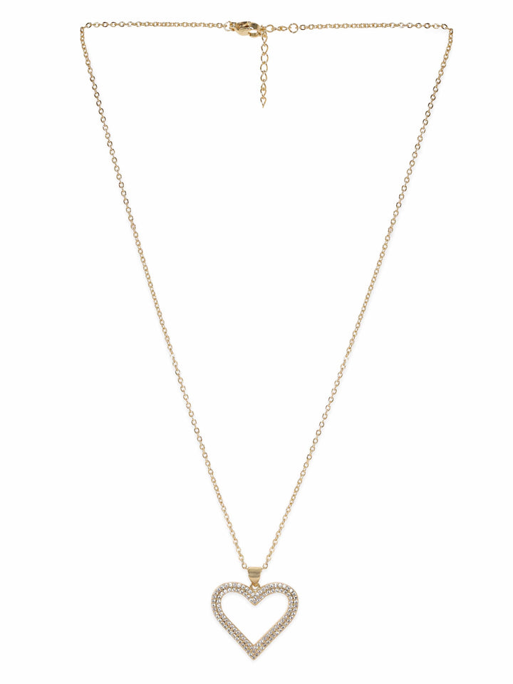 Rubans Voguish 18K Gold plated stainless steel waterproof tarnish free heart motif zirconia studded pendant sleek necklace  Necklaces, Chains & necklace