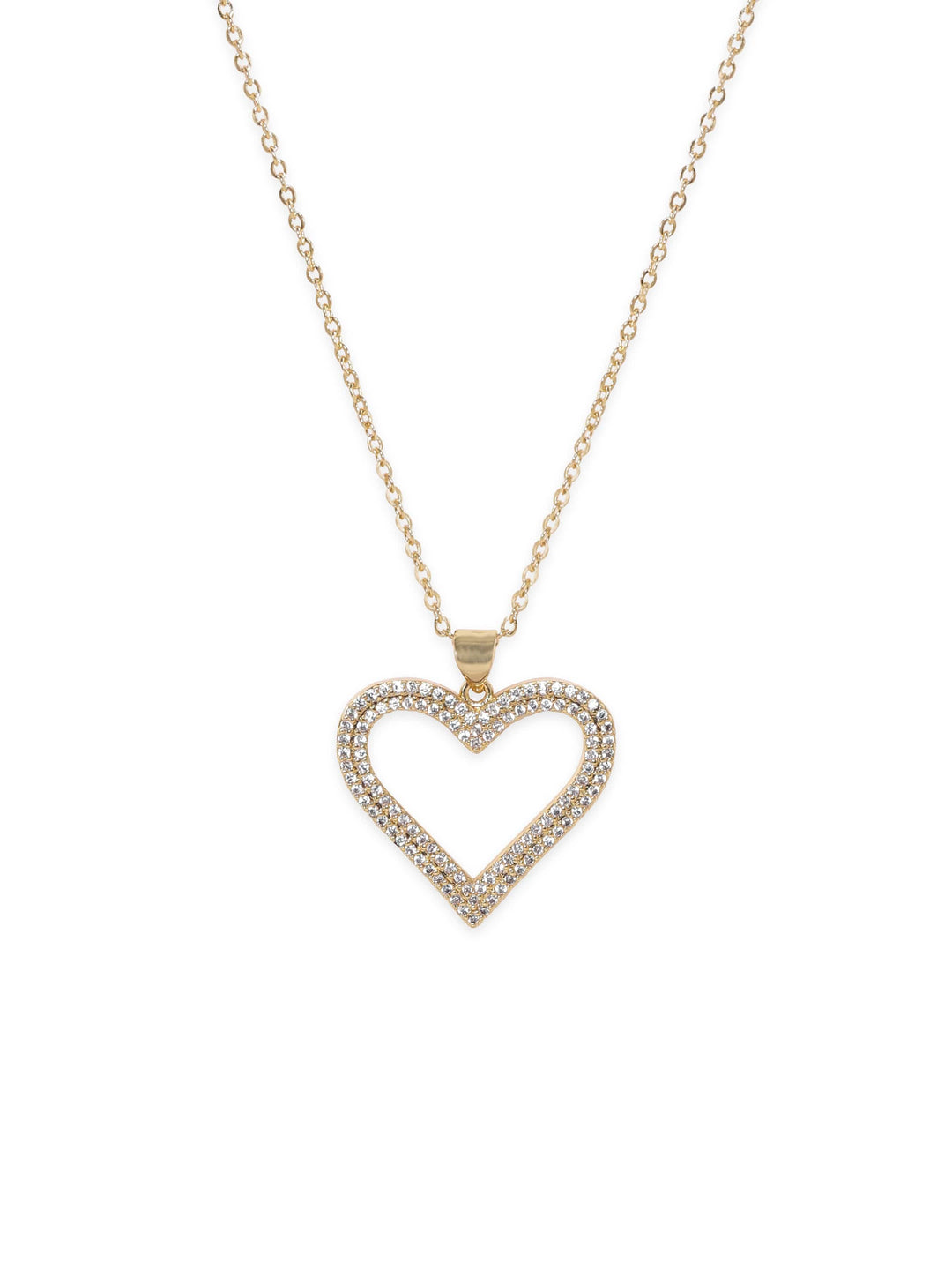 Rubans Voguish 18K Gold plated stainless steel waterproof tarnish free heart motif zirconia studded pendant sleek necklace  Necklaces, Chains & necklace