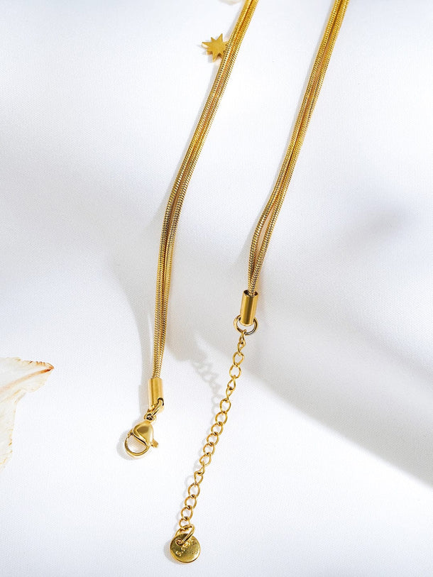 Rubans Voguish 18K Gold-Plated Star Charm Double Layer Brass Necklace Chain Necklace & Chains