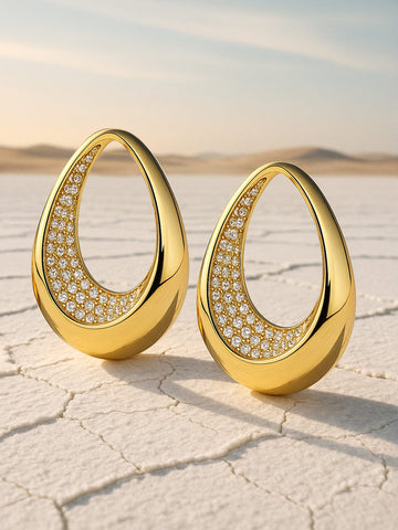 Rubans Voguish 18K Gold Plated Waterproof Stud Zircon Stones In Pave Set Earrings. Earrings