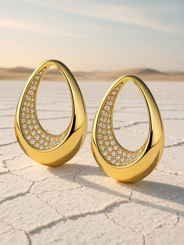 Rubans Voguish 18K Gold Plated Waterproof Stud Zircon Stones In Pave Set Earrings. Earrings