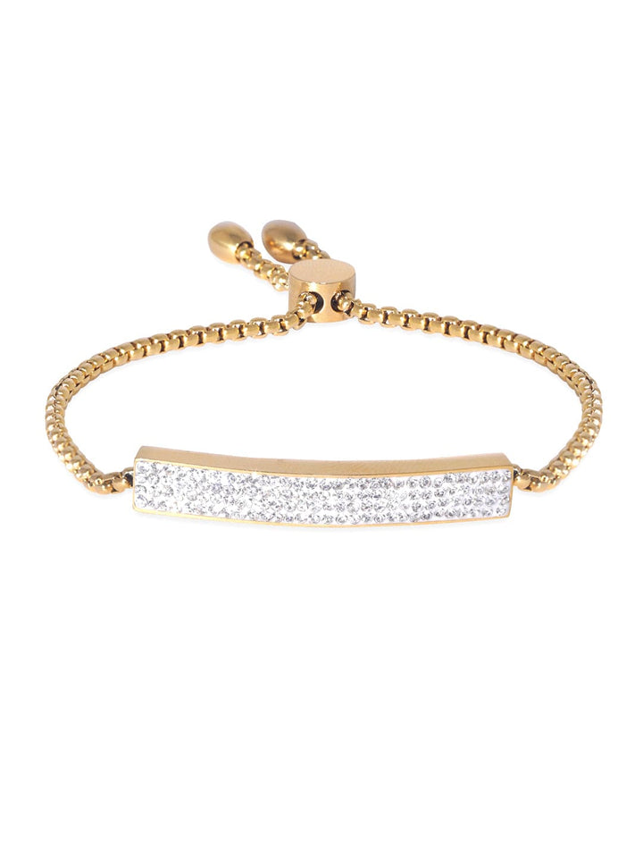 Rubans Voguish 18K Gold plated zirconia studded cuban link bracelet  Bangles & Bracelets