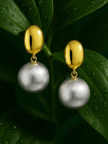 Rubans Voguish 18K Gold & Rhodium Dual-Plated Matte Finish Drop Earrings Earrings