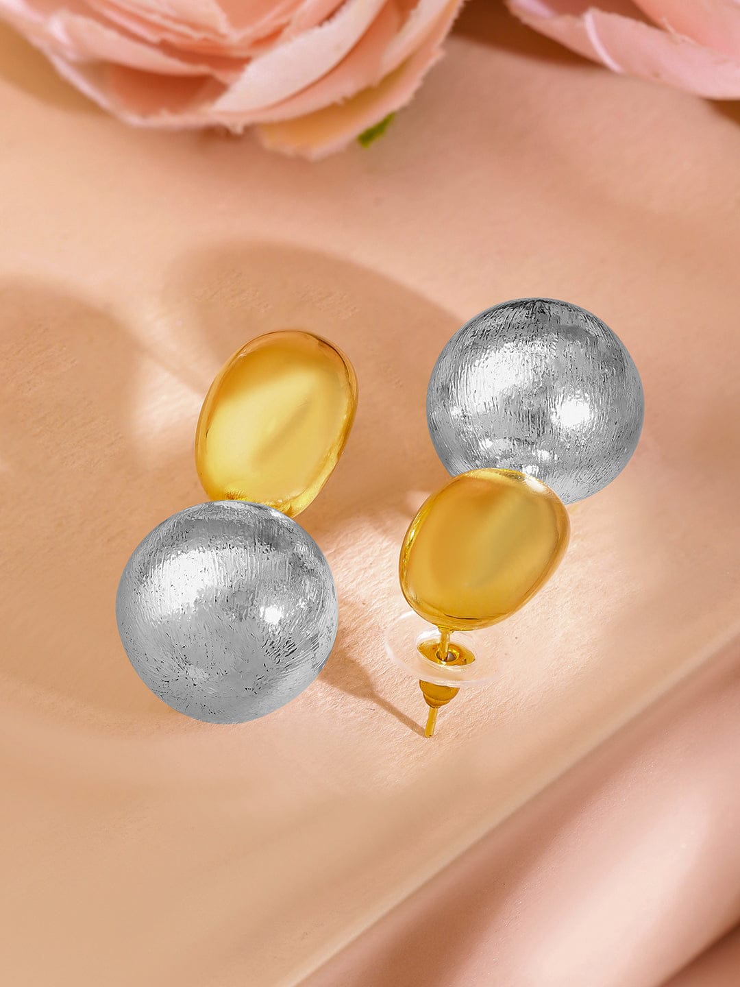 Rubans Voguish 18K Gold & Rhodium Dual-Plated Matte Finish Drop Earrings Earrings