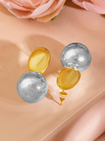 Rubans Voguish 18K Gold & Rhodium Dual-Plated Matte Finish Drop Earrings Earrings