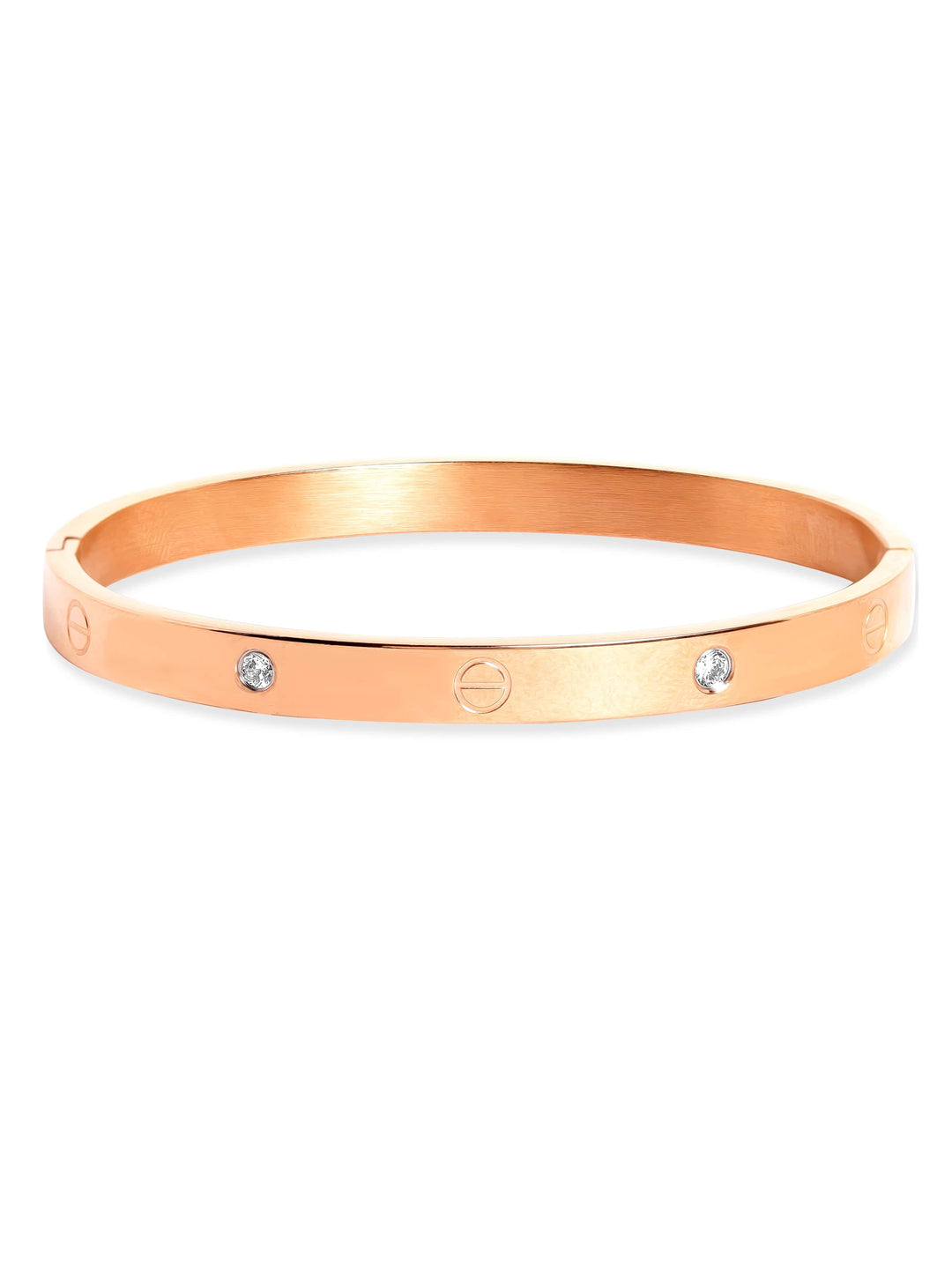 Rubans Voguish 18K Rose Gold-Plated Zirconia Charm Bracelet Stainless Steel, and Water-Resistant Bangles & Bracelets