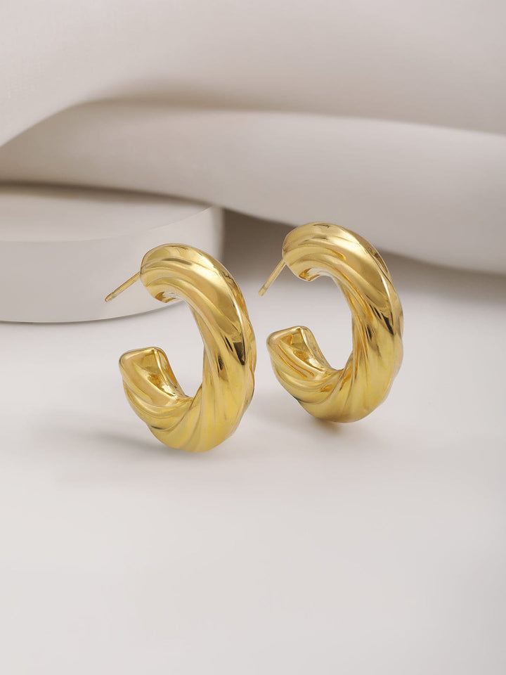 Rubans Voguish 18KT Gold Plated SS Tarnish Free Waterproof Demi-Fine Hoop Earrings Hoop Earrings