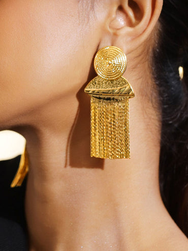 Rubans Voguish 22K Gold-Plated Bold Statement Tassel Drop Earrings Earrings