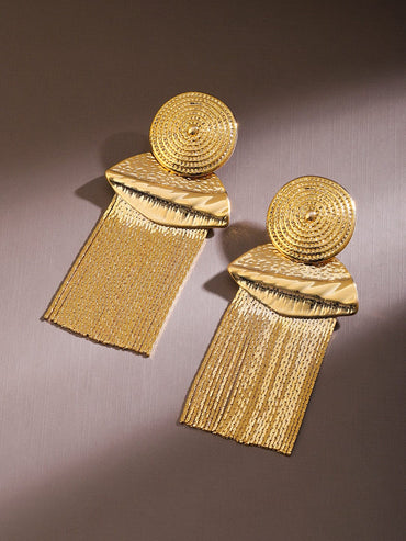 Rubans Voguish 22K Gold-Plated Bold Statement Tassel Drop Earrings Earrings
