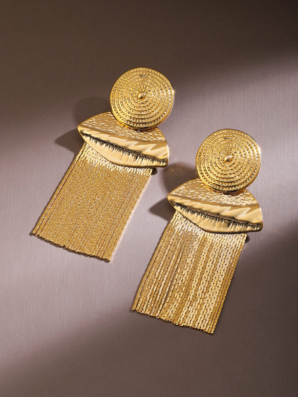 Rubans Voguish 22K Gold-Plated Bold Statement Tassel Drop Earrings Earrings