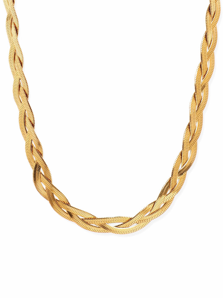 Rubans Voguish 22K Gold Plated Braided Snake Chain Necklace Necklace and Chains