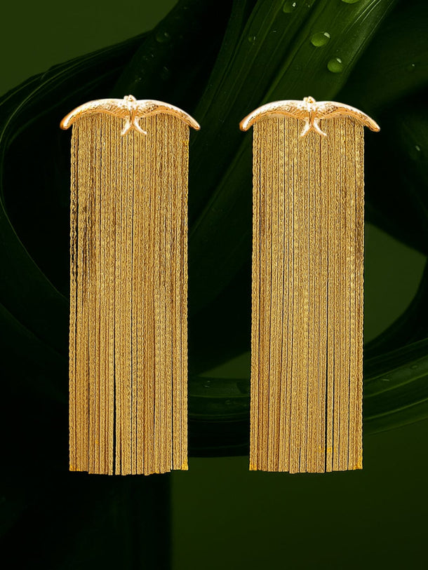 Rubans Voguish 22K Gold-Plated Demi-Fine Statement Long Tassel Drop Earrings Earrings