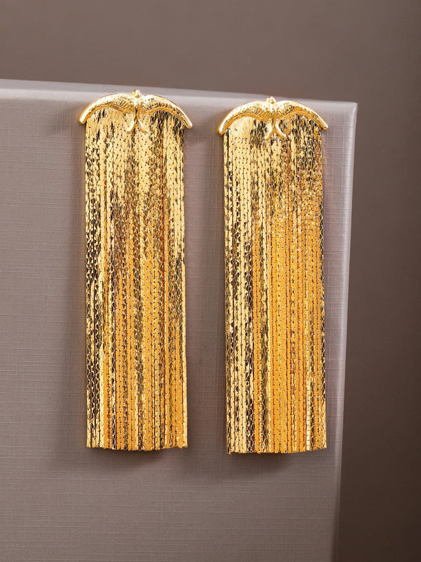 Rubans Voguish 22K Gold-Plated Demi-Fine Statement Long Tassel Drop Earrings Earrings