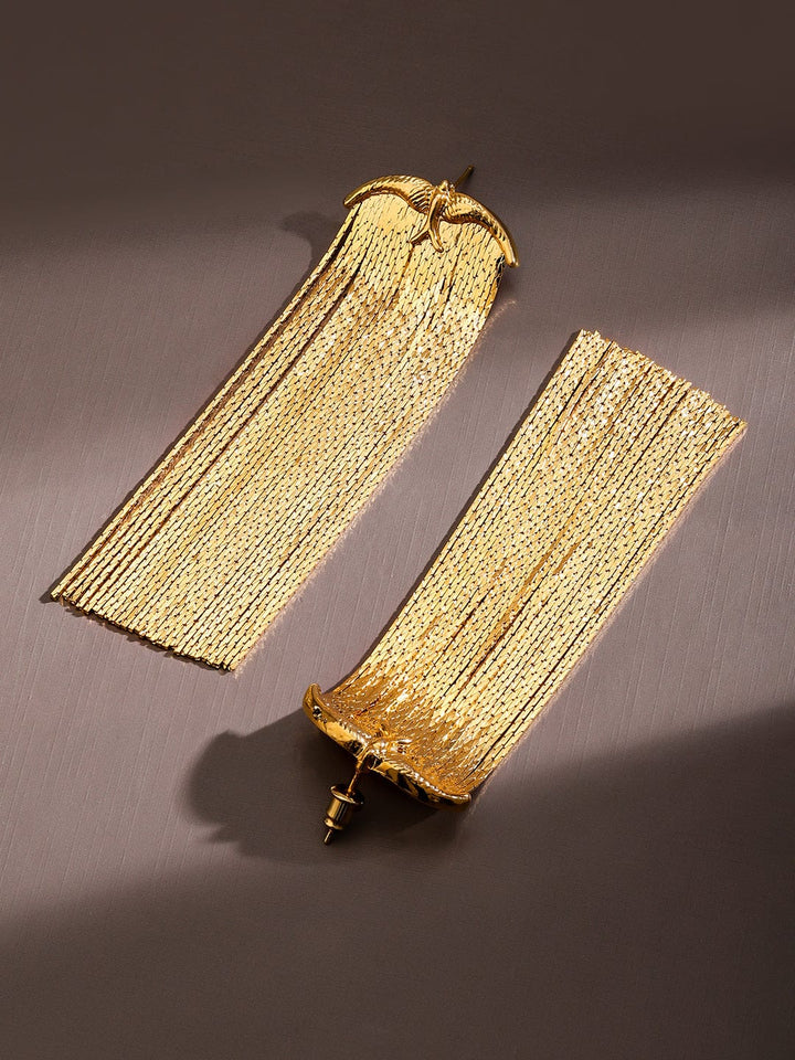 Rubans Voguish 22K Gold-Plated Demi-Fine Statement Long Tassel Drop Earrings Earrings