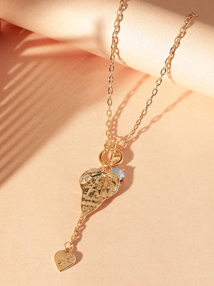 Rubans Voguish 22K Gold plated Link chain heart charm contemprory copper necklace Necklace