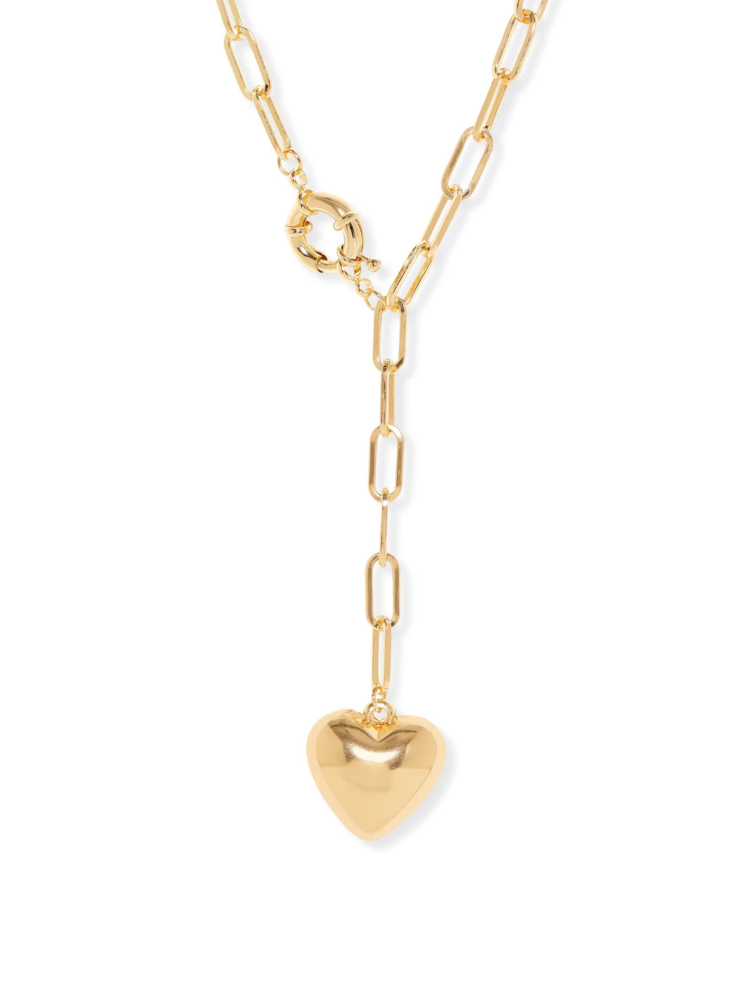 Rubans Voguish 22K Gold Plated Link Chain Heart charm Statement copper necklace Necklace
