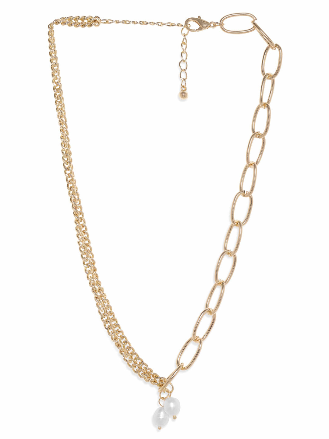 Rubans Voguish 22K Gold Plated Link Chain Multilayer Copper Necklace Necklace